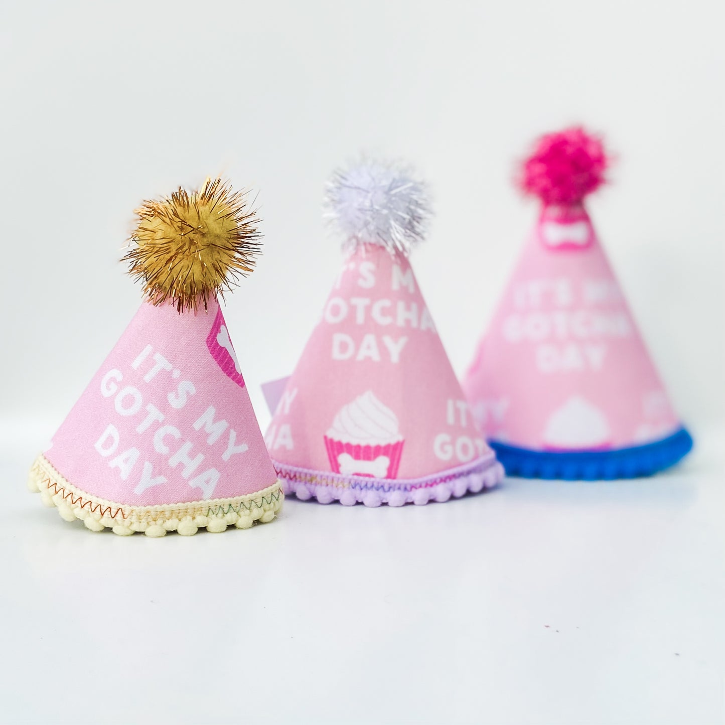 Dog Gotcha Day pink pupcake pawty hat