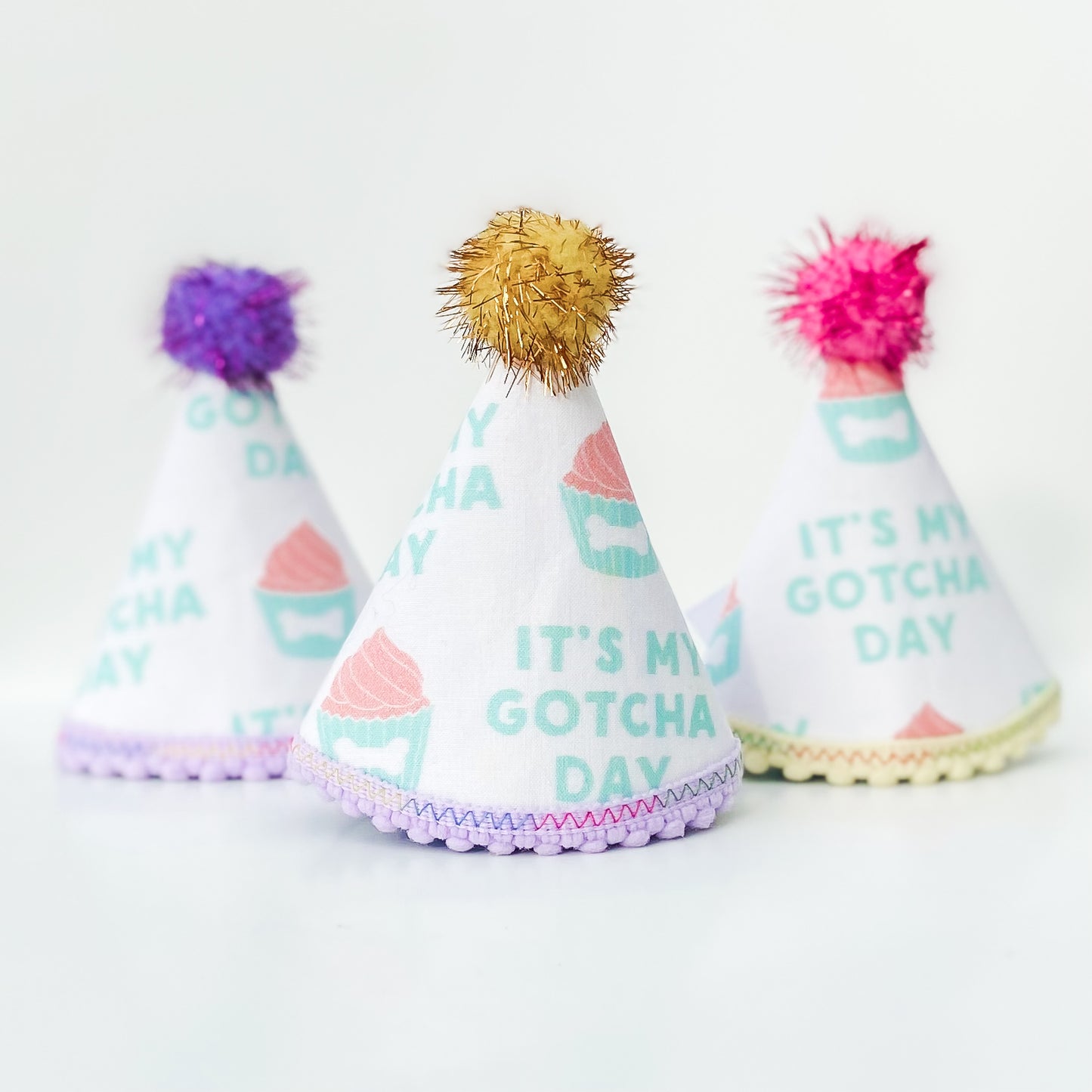 Dog Gotcha Day pawty hat mint and pink pastel pupcakes