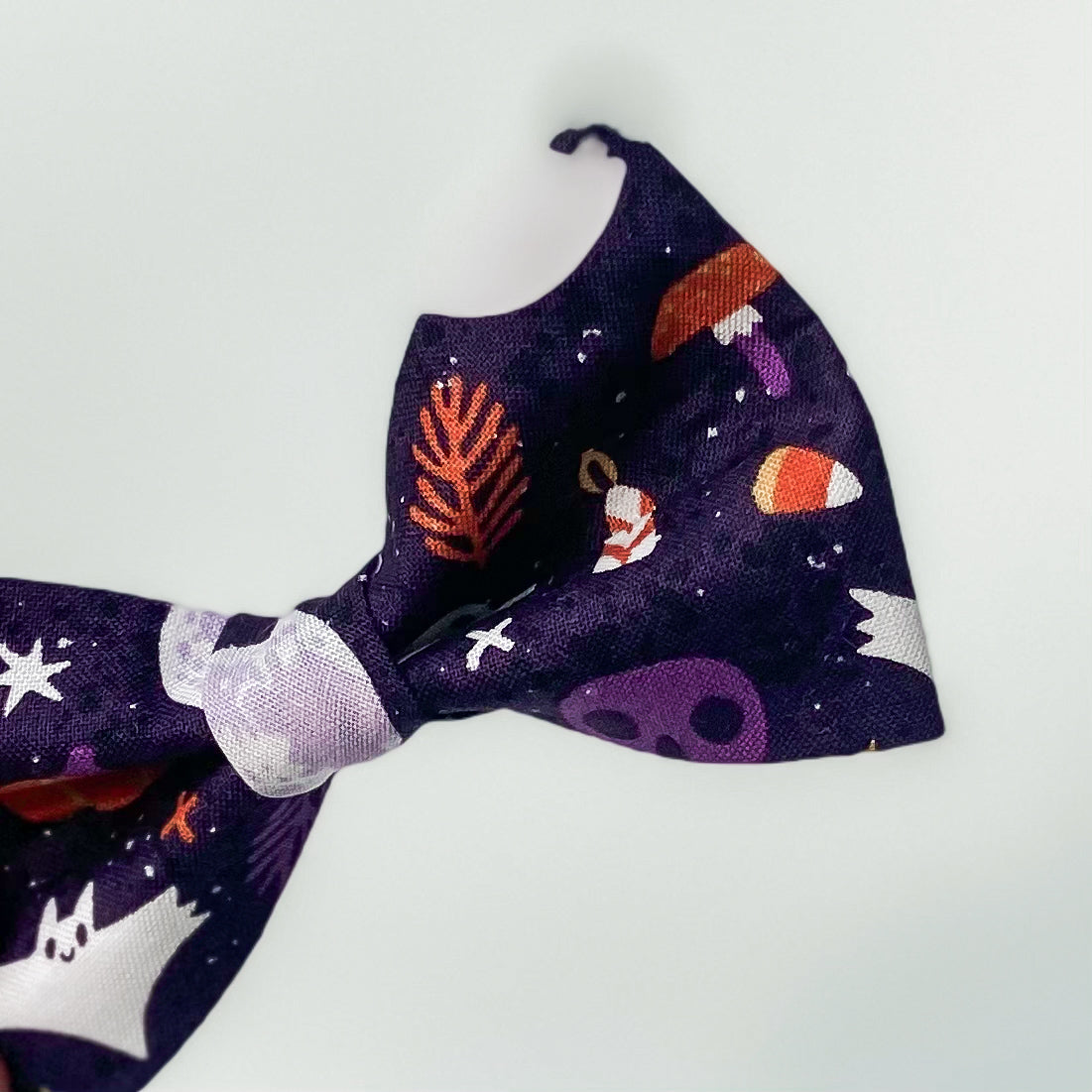 October 31 Halloween dog bow with mushrooms and full moon