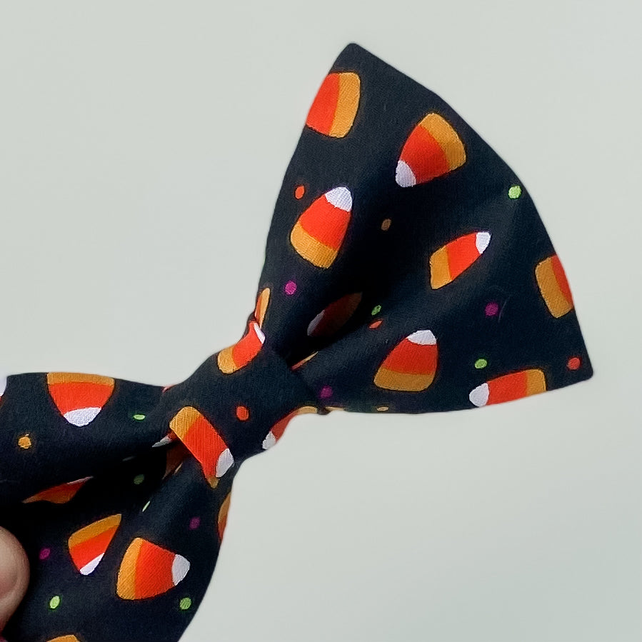 Candy corn trick or treat Halloween dog bow tie