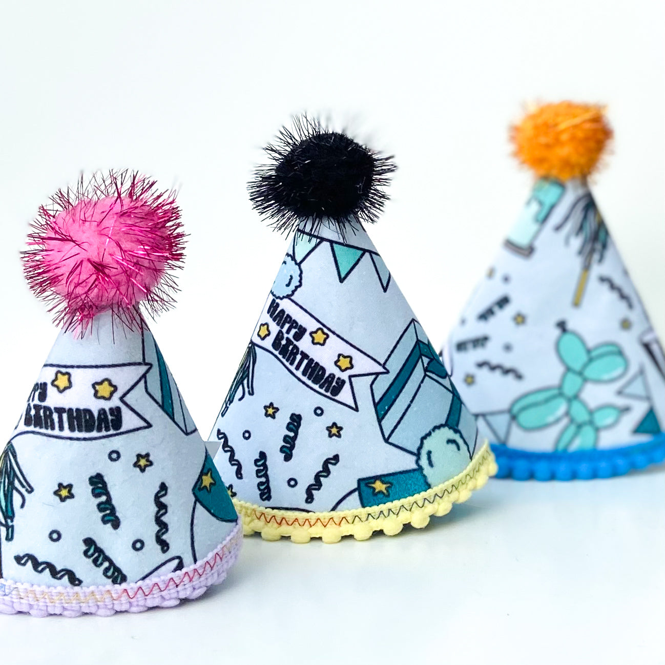Happy Barkday confetti dog pawty hat in teal