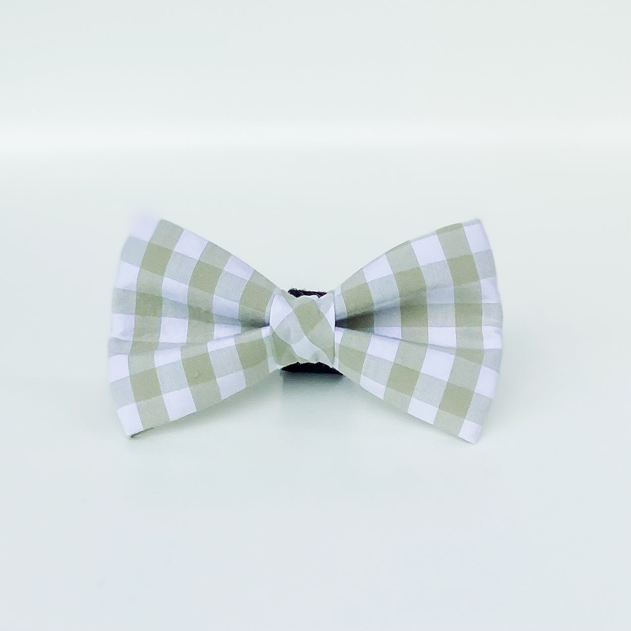 Sage green check plaid gingham dog bow pet accessory