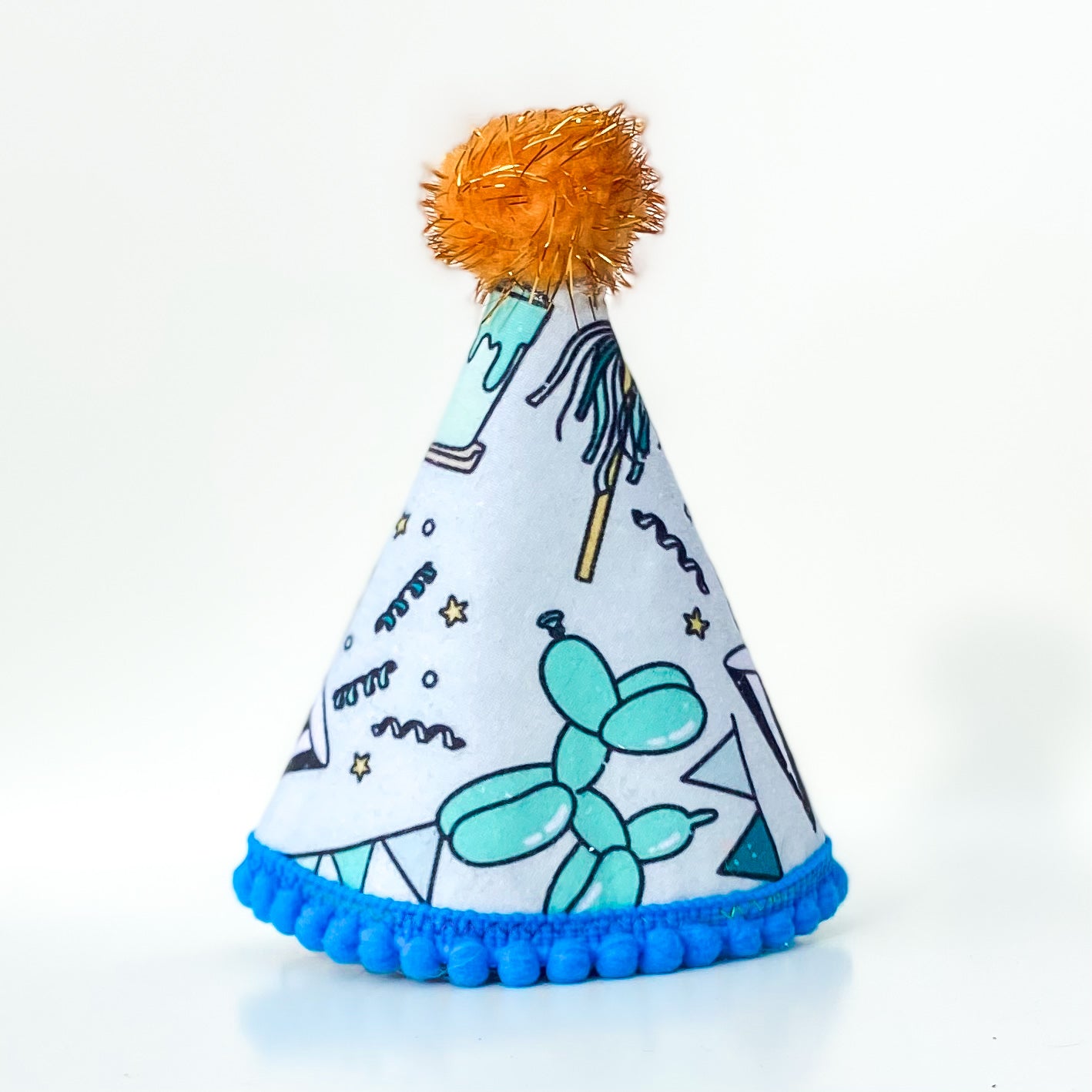 Happy Barkday confetti dog pawty hat in teal
