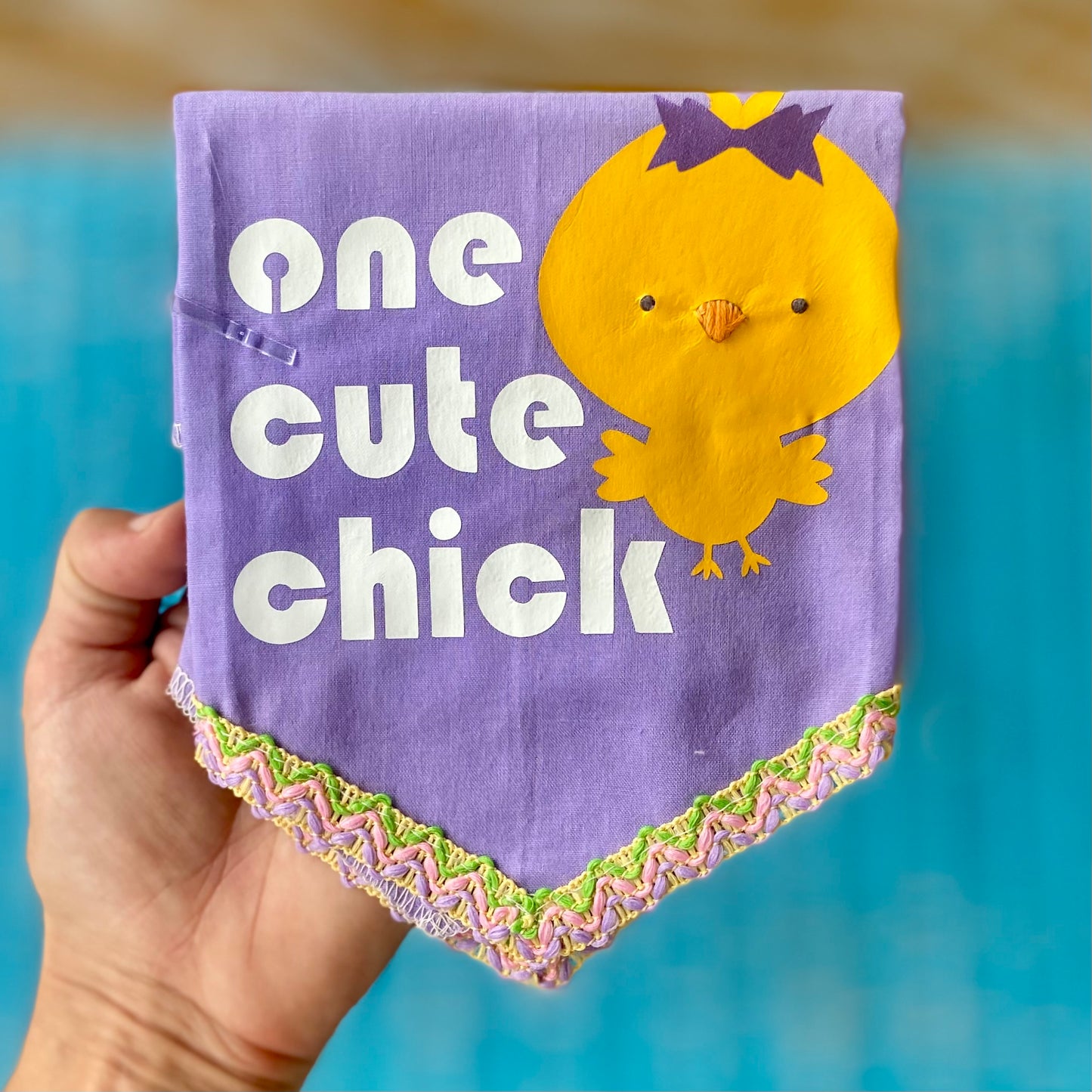 One cute chick embroidered Easter dog bandana pet accessory