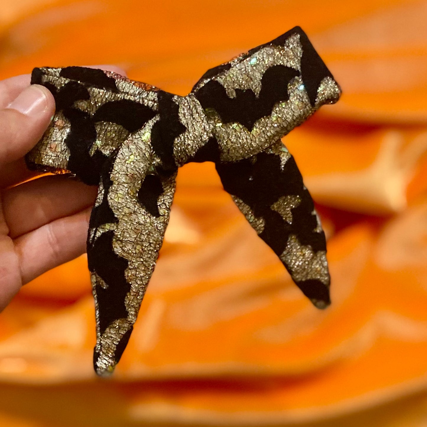 Sparkle bats halloween sailor dog bow bat lace gold shimmer