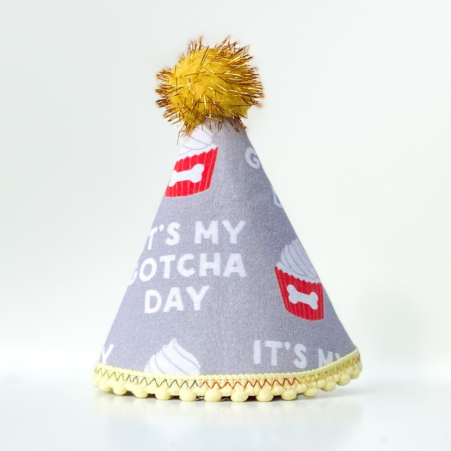 Pawty hat Gotcha day scarlet and gray dog birthday party