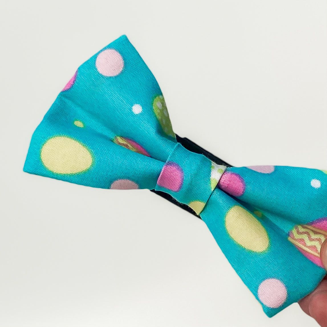 Bright blue Easter egg dog bow accessory