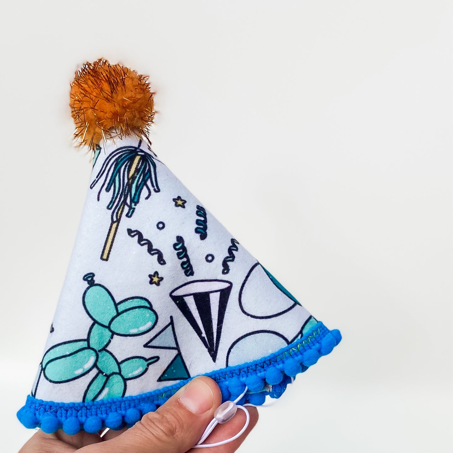 Happy Barkday confetti dog pawty hat in teal