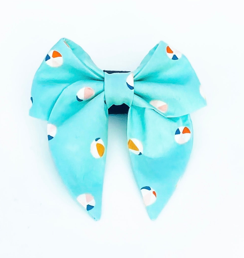 Aqua beachball dog sailor bow tie accessory