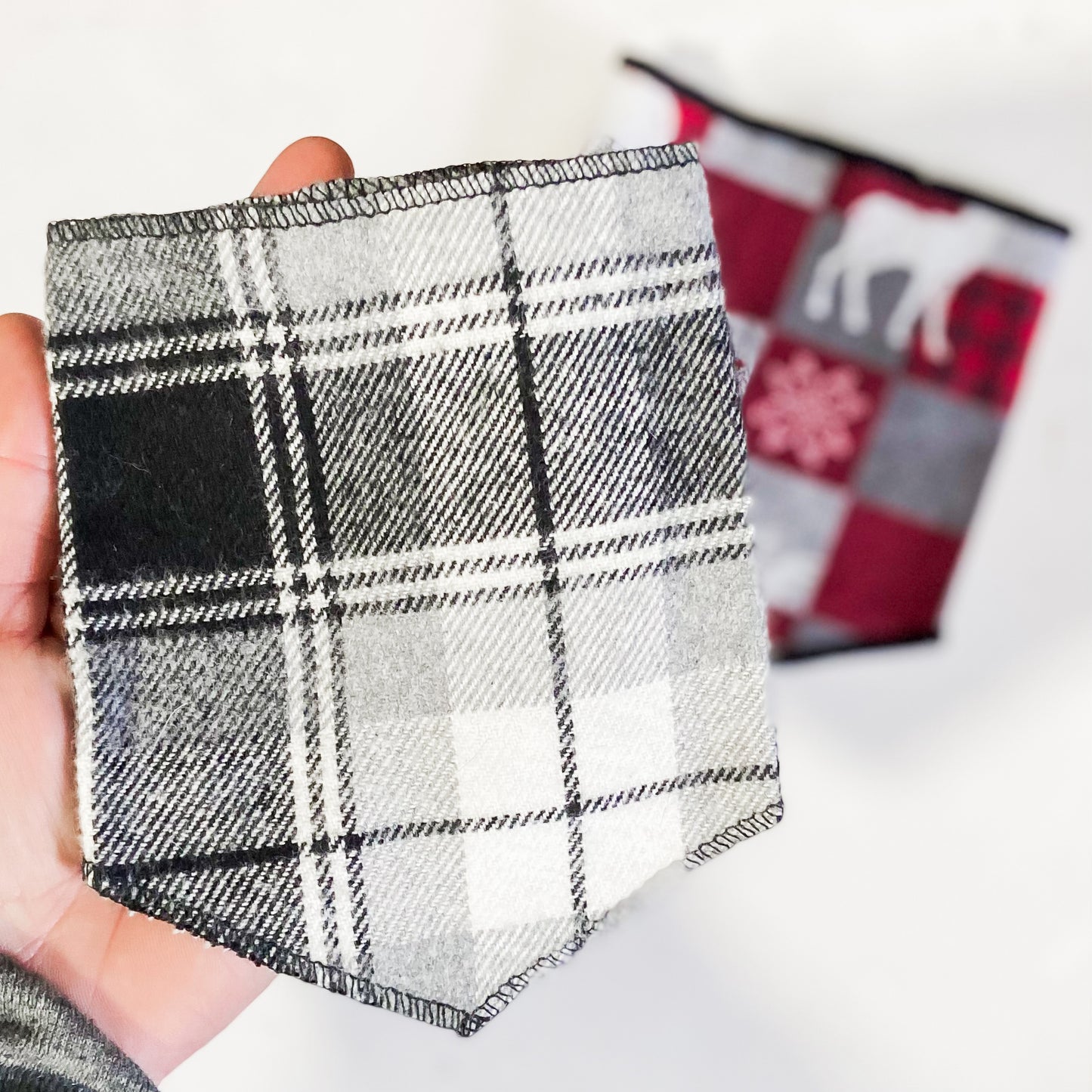 Set of 2 small winter cabin dog bandanas accessory