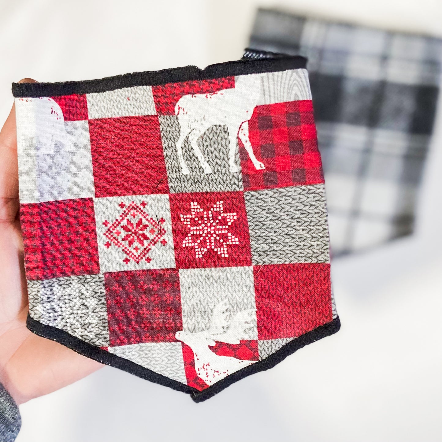Set of 2 small winter cabin dog bandanas accessory
