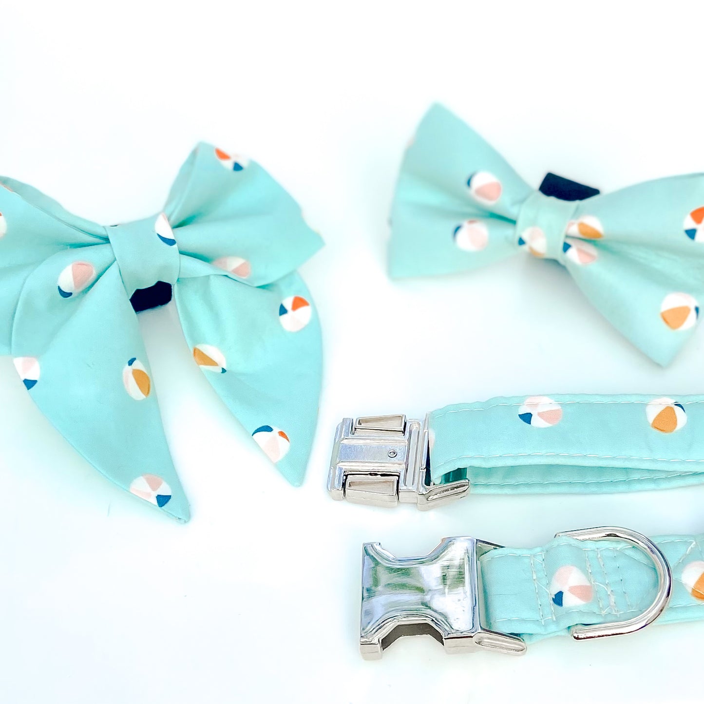 Aqua beachball dog sailor bow tie accessory