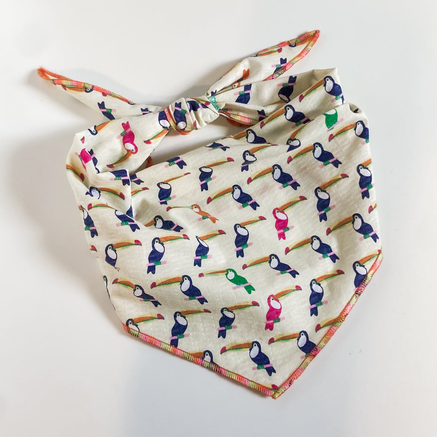 Colorful toucans tropical summer dog bandana- choose your trim color!