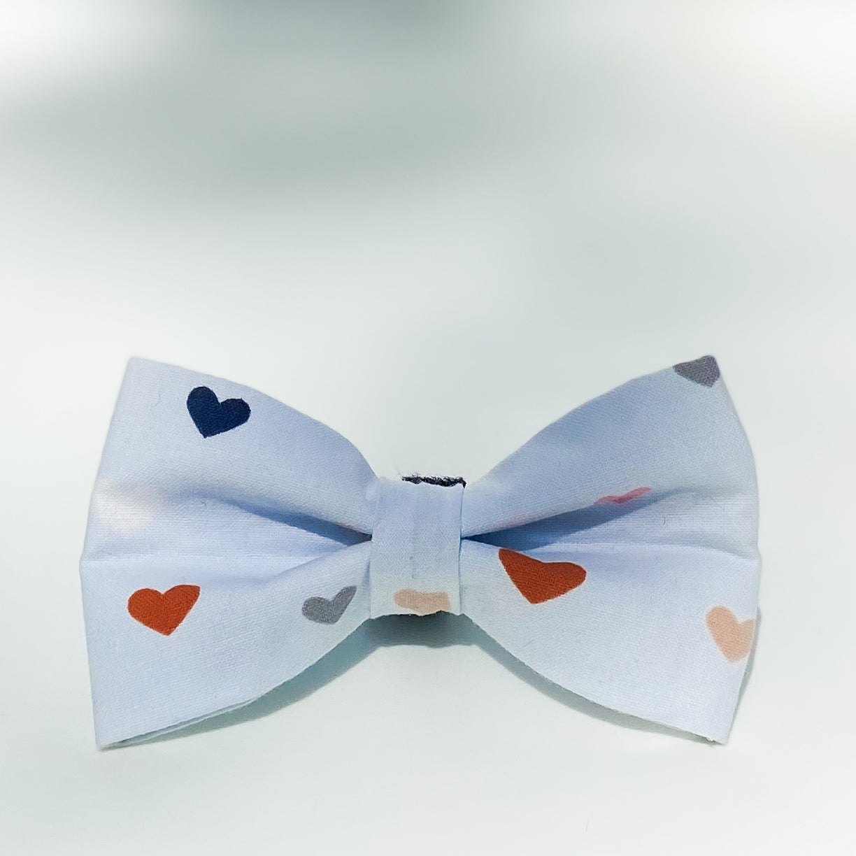 Baby blue and neutral hearts dog bow pet accessory