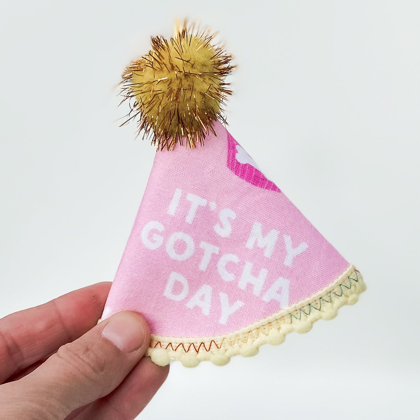 Dog Gotcha Day pink pupcake pawty hat