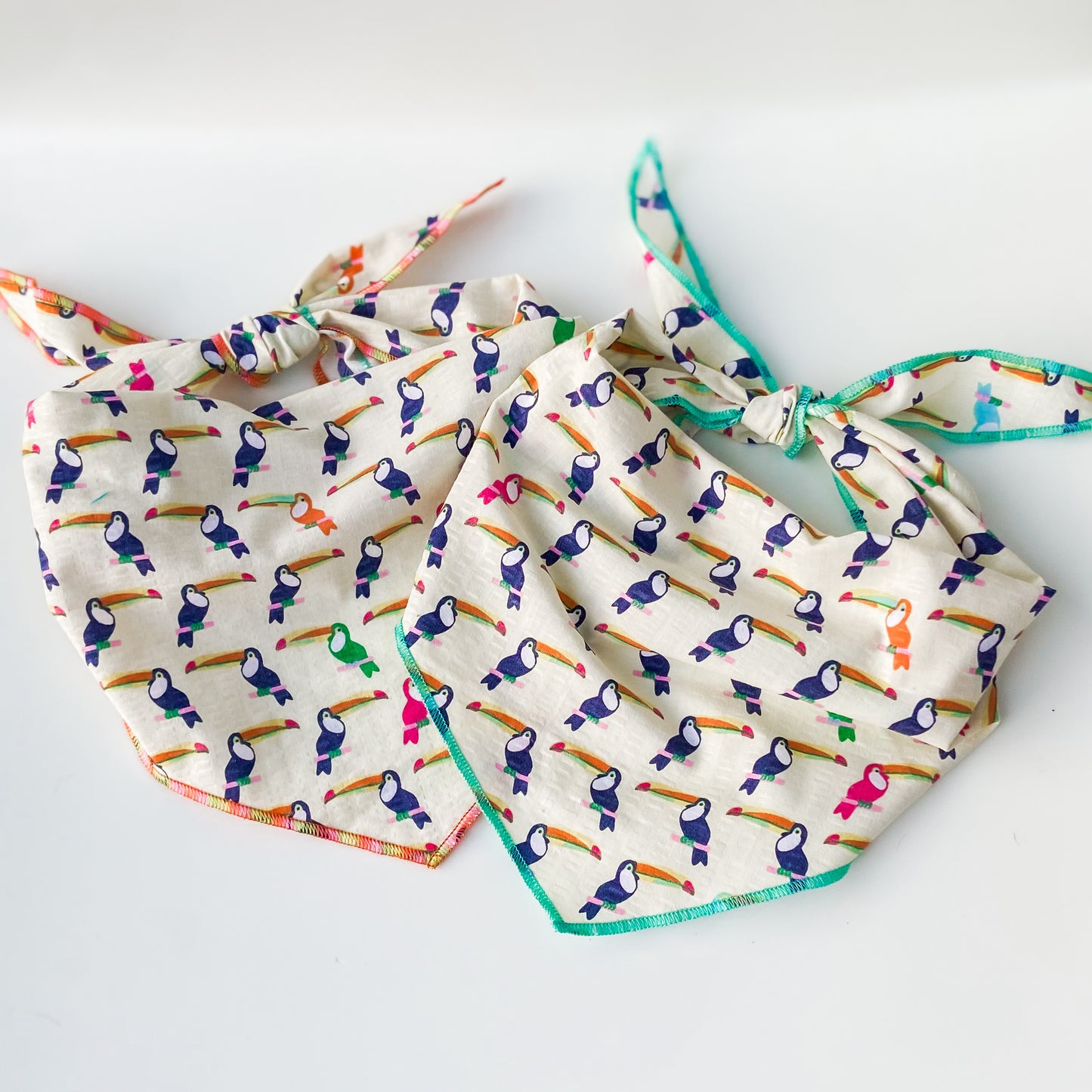 Colorful toucans tropical summer dog bandana- choose your trim color!