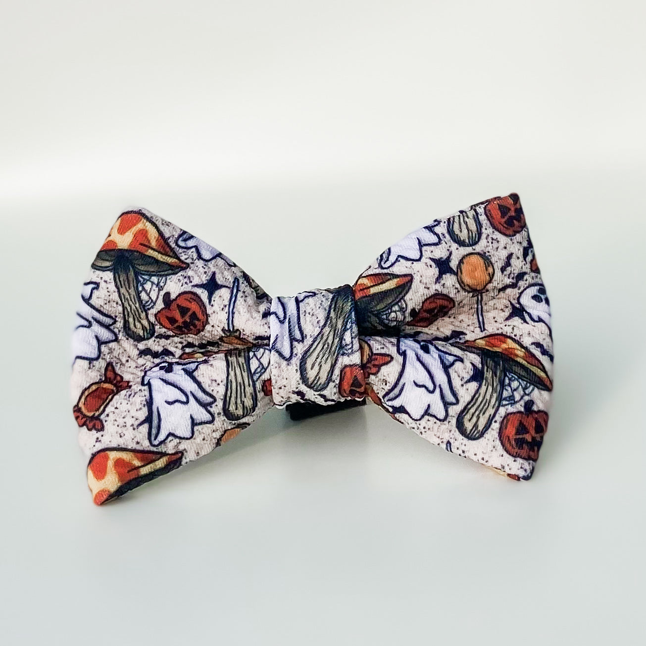 Spooky-core Halloween dog bow ghosts and mushrooms accessory