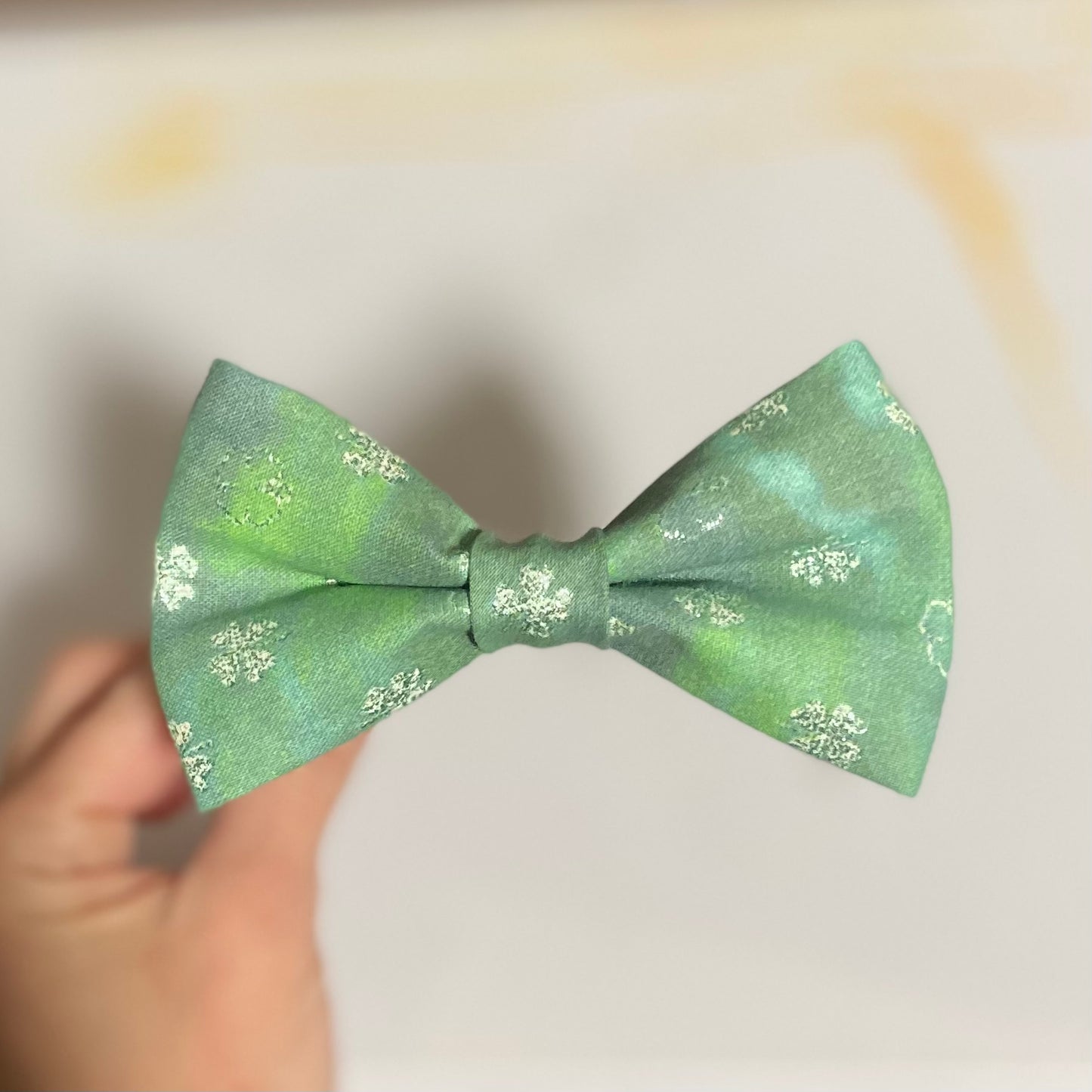 st pats green and glittery shamrocks dog bow tie pet accessory
