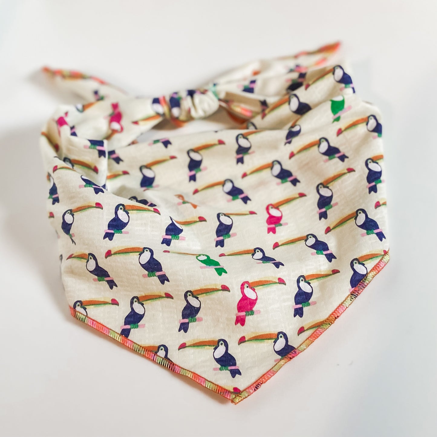 Colorful toucans tropical summer dog bandana- choose your trim color!