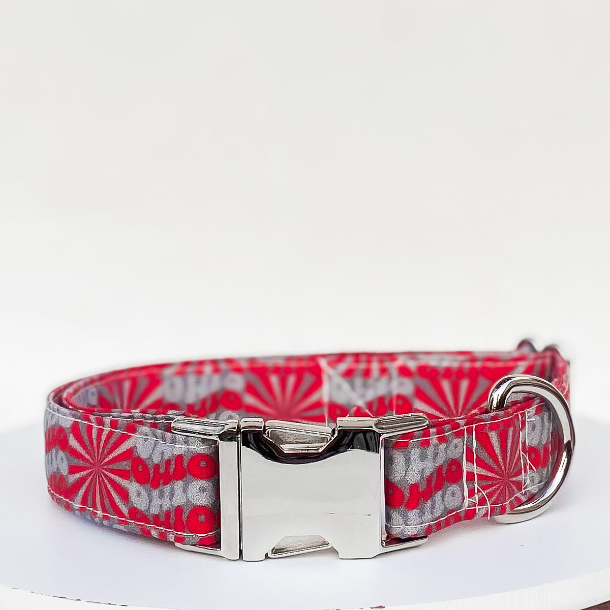 Groovy Ohio fall dog collar with silver buckle