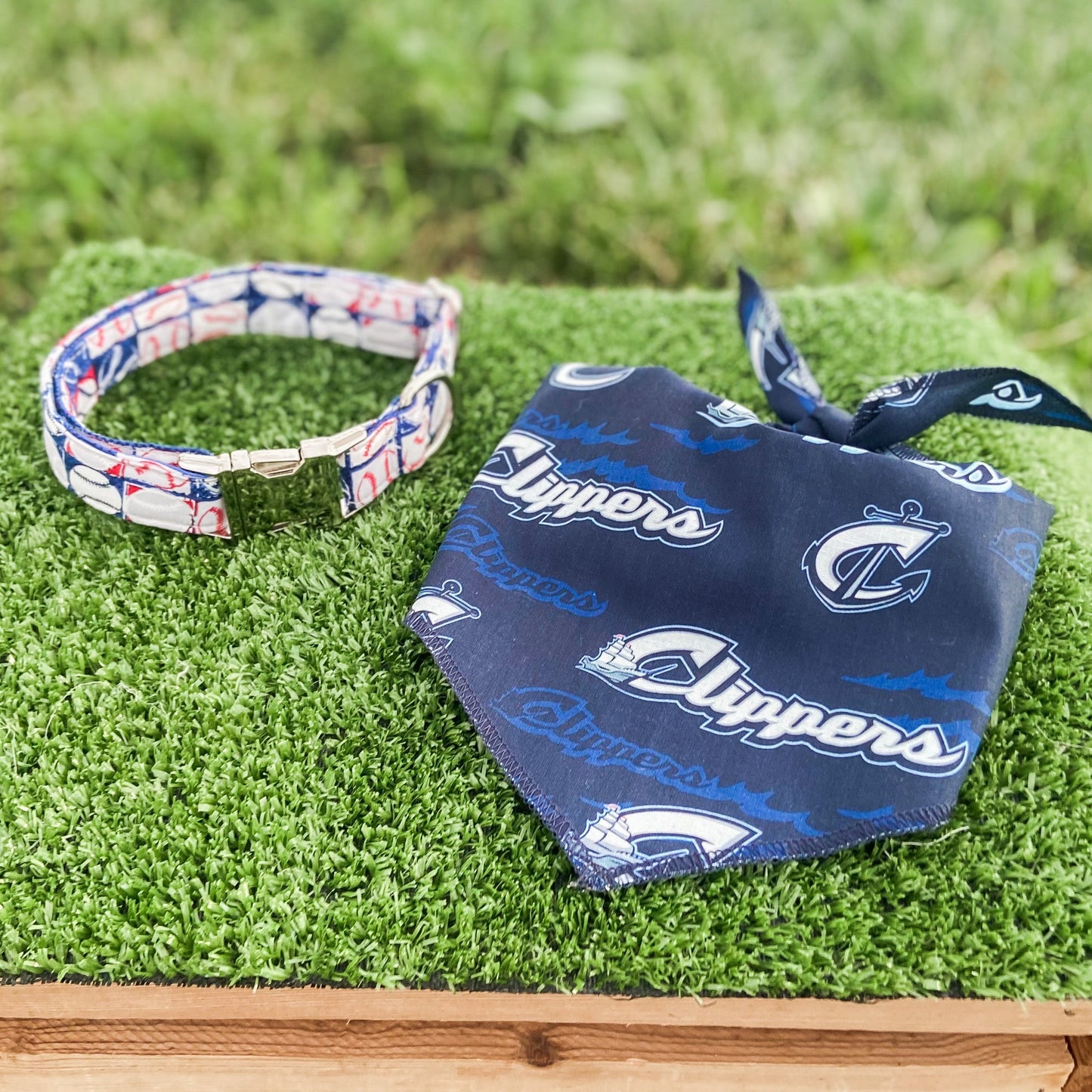 Play ball! baseball summer dog bow pet accessory