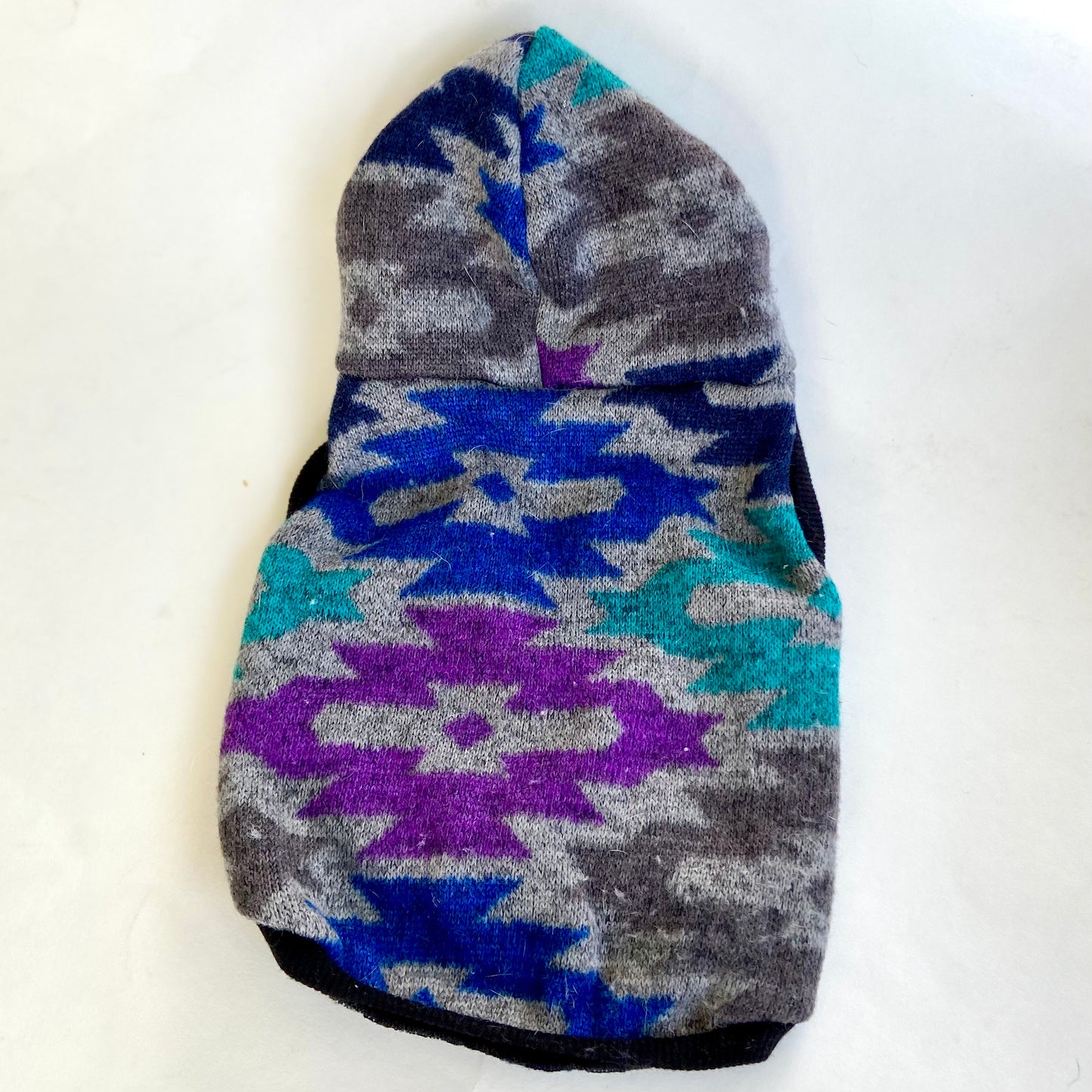 Southwestern cool tones dog sweater with hood