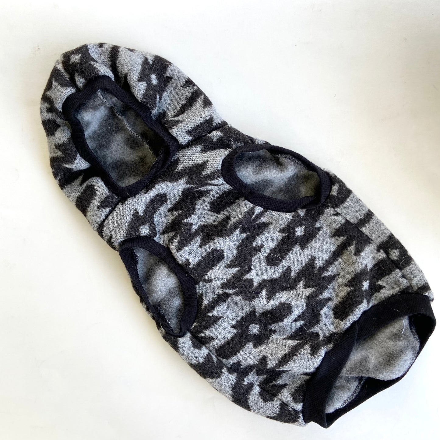Southwestern black and gray dog sweater with hood