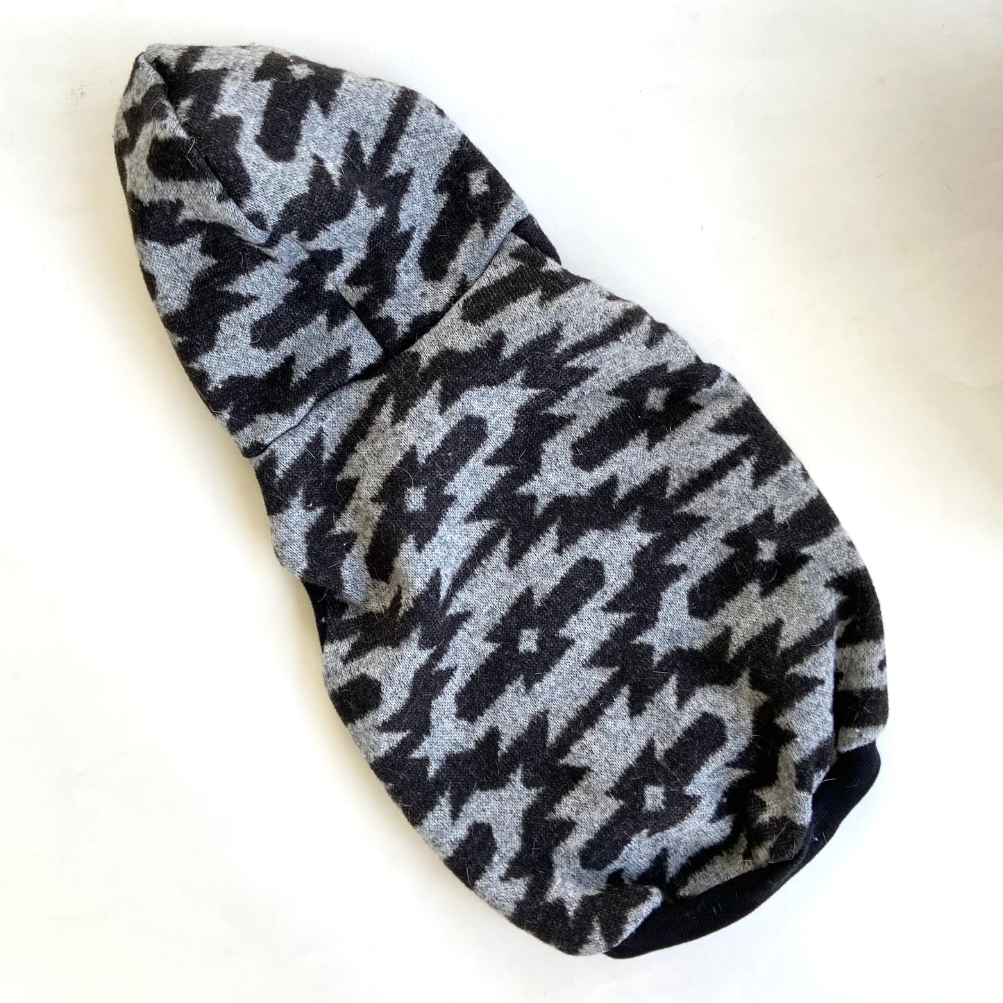 Southwestern black and gray dog sweater with hood