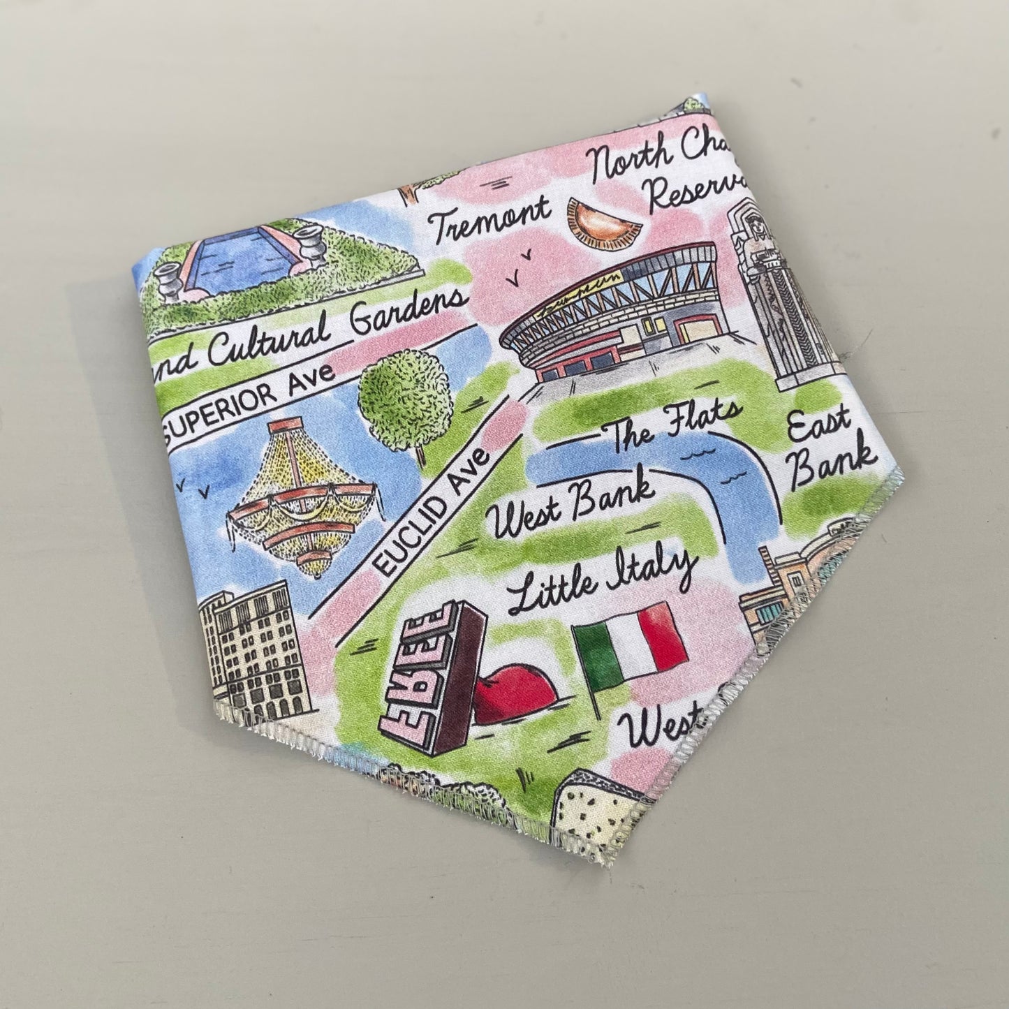 Watercolor CLEVELAND bandana