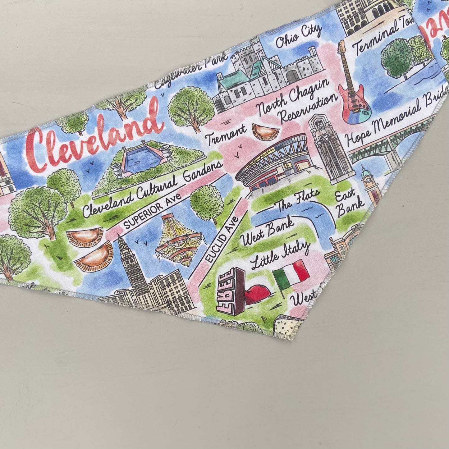 Watercolor CLEVELAND bandana