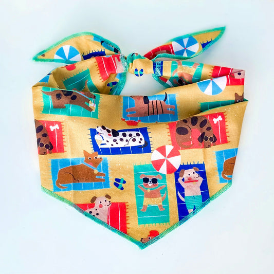 Ballin at the dog beach summer dog bandana