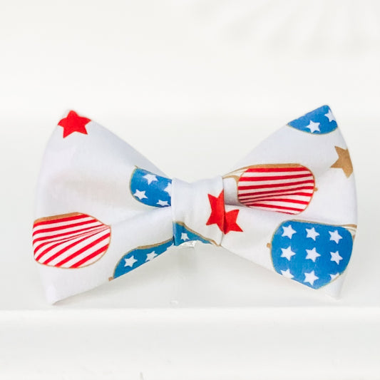 Stars and stripes shades dog bow tie Fourth of July pet accessory