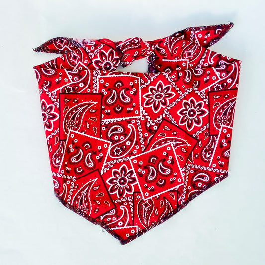 Classic red kerchief bandana print dog bandana