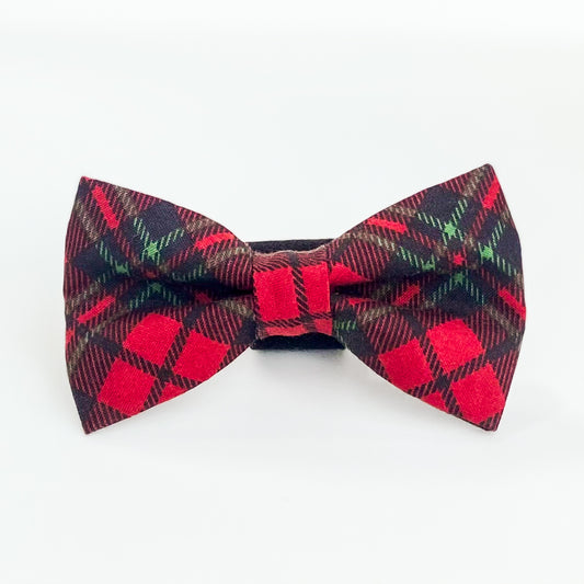 Christmas plaid red and green dog bow tie pet accessory