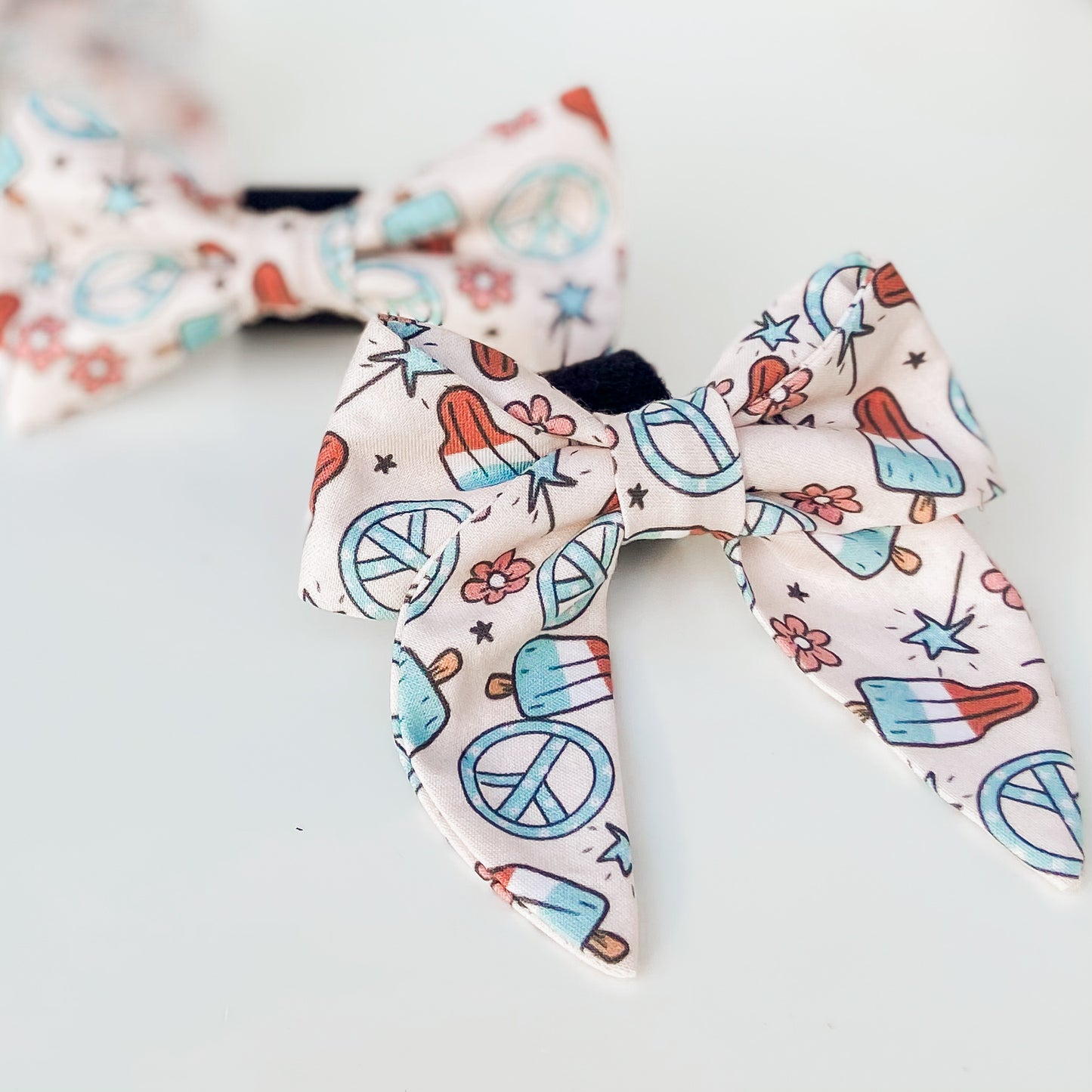 Peace pops summer red white and blue dog sailor bow