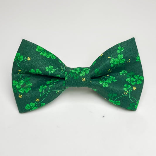 Clover vines dark green St Pats dog bow tie pet accessory
