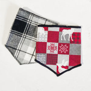 Set of 2 small winter cabin dog bandanas accessory