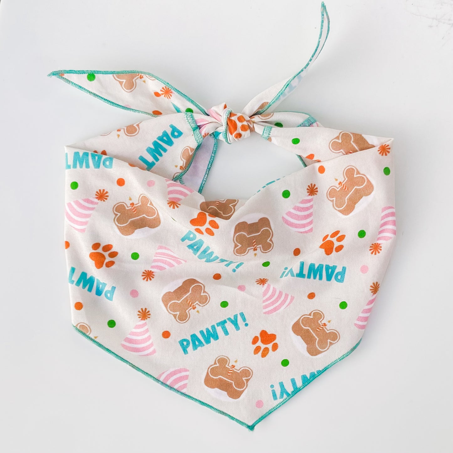Pawty! Dog birthday bandana with cakes and hats gender neutral