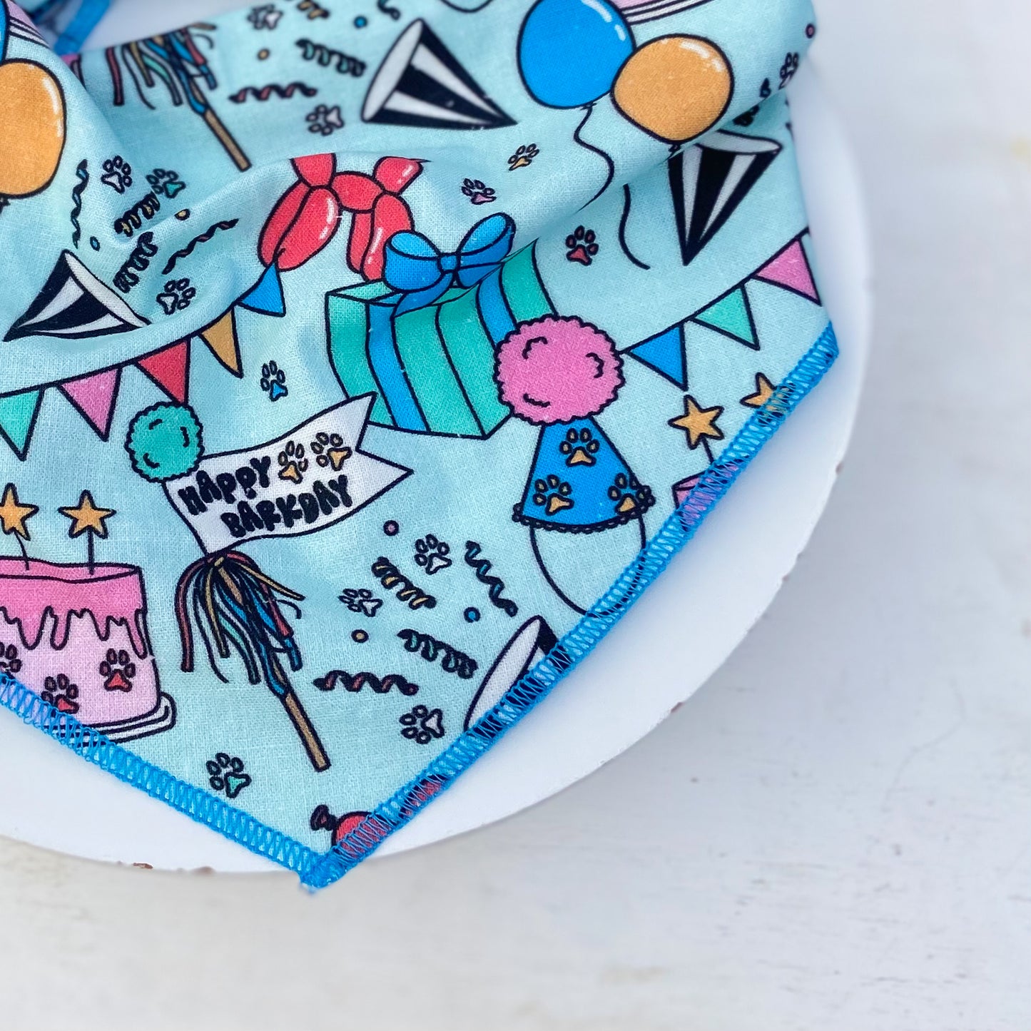 Happy Barkday dog birthday bandana balloons and confetti