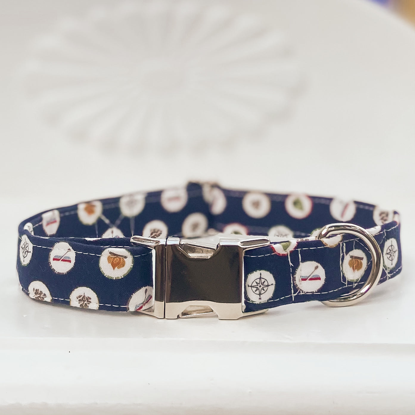 Happy camper dog collar camping icons