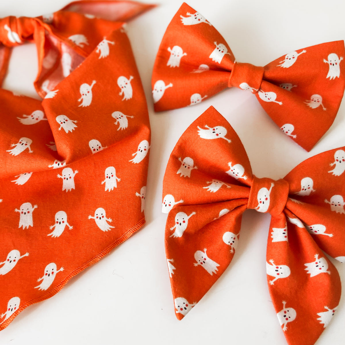 Ghostie ghouls orange dog Halloween bow accessory