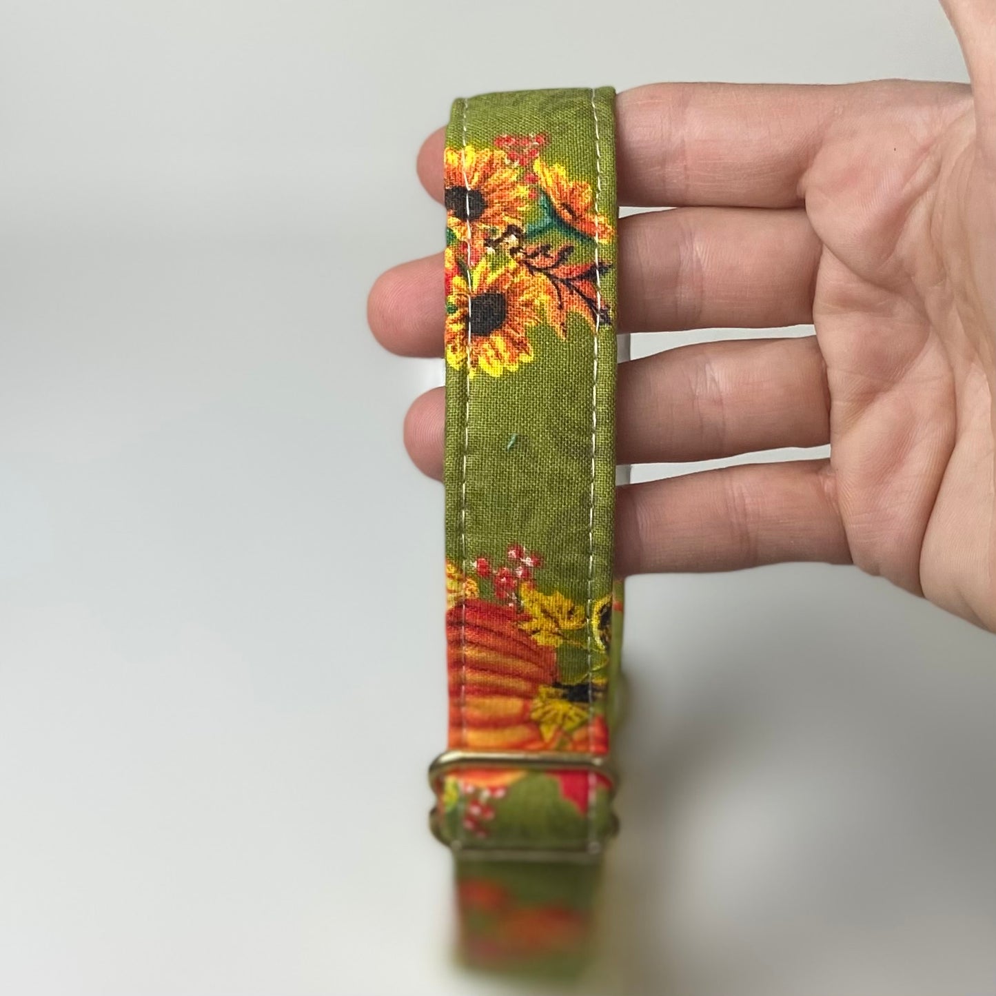 Fall harvest vintage pumpkin and sunflower print dog collar