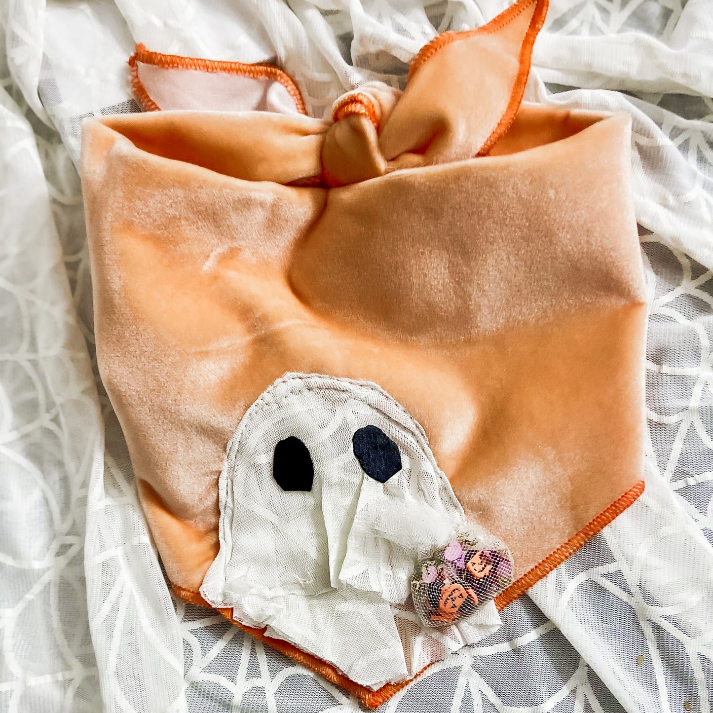 PRE ORDER Boo! Glowing Trick or treat ghostie dog bandana pet accessory