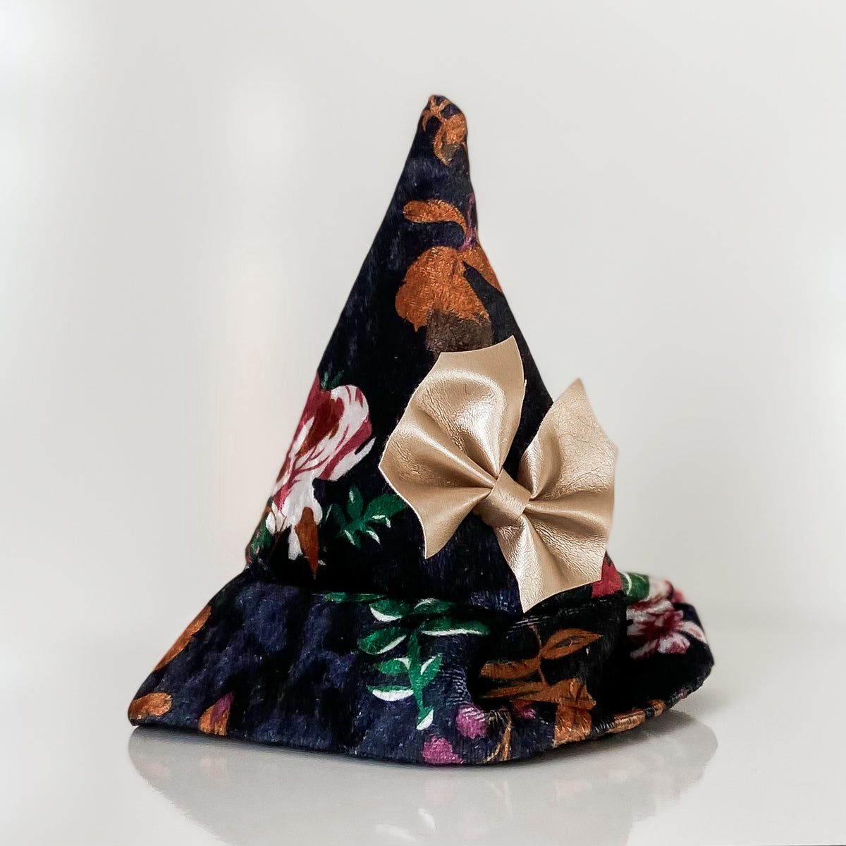 Botanical witch velvet floral witch hat dog halloween accessory