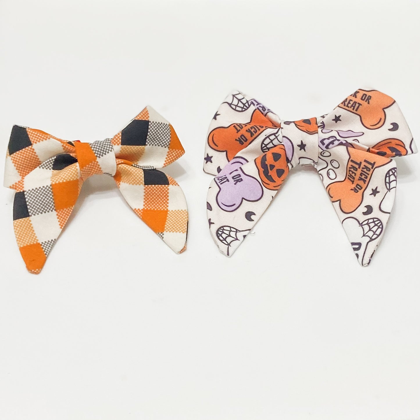Small Fall-o-ween plaid Halloween dog sailor bow