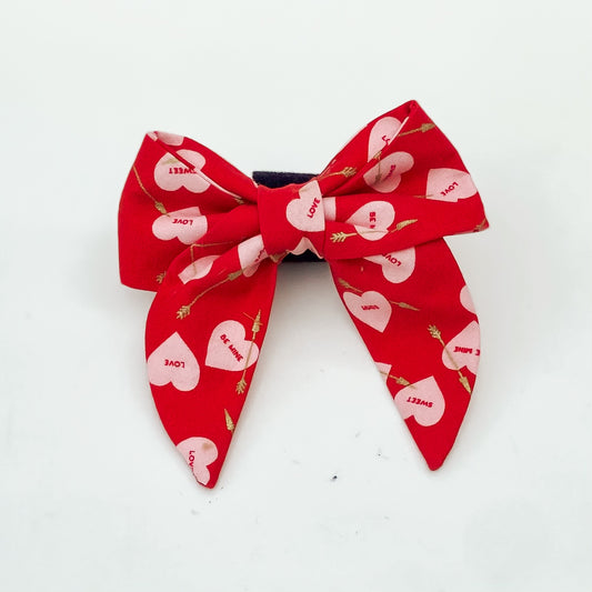 Cupid’s hearts and arrows sailor dog bow Valentine accessory