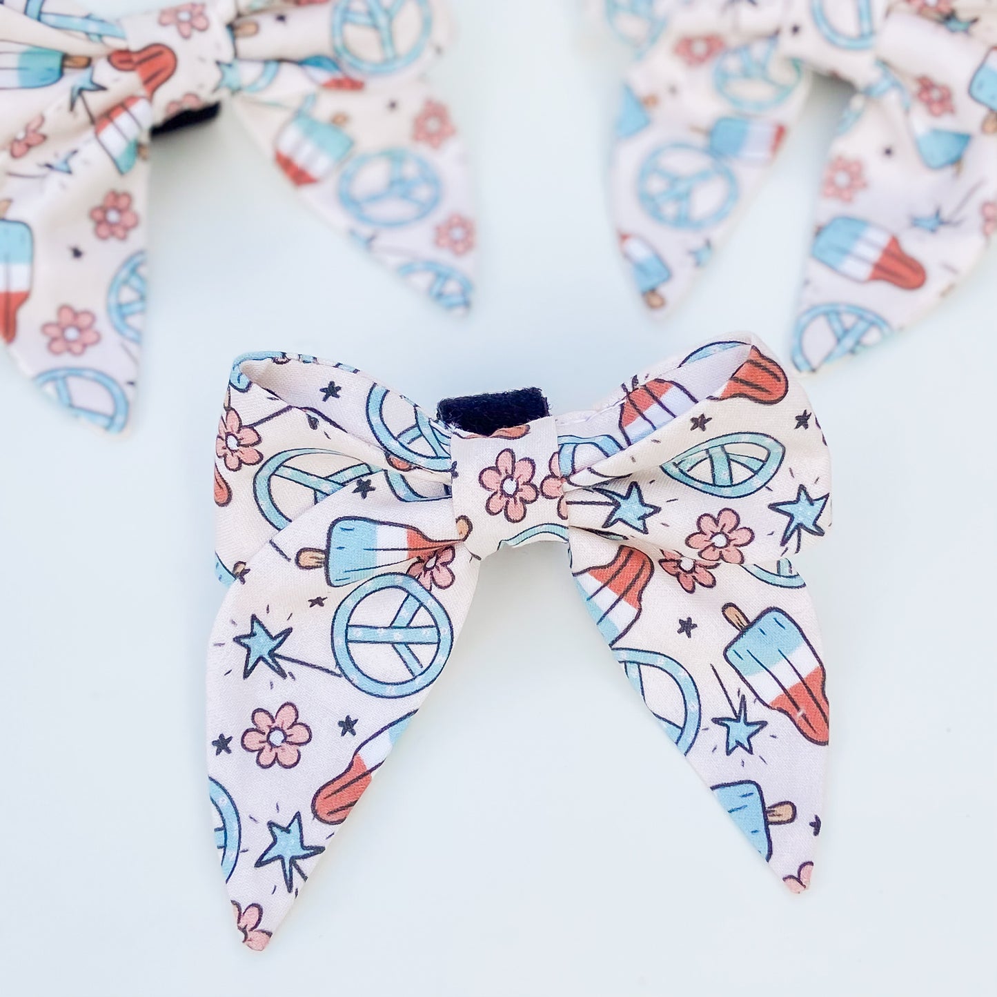 Peace pops summer red white and blue dog sailor bow