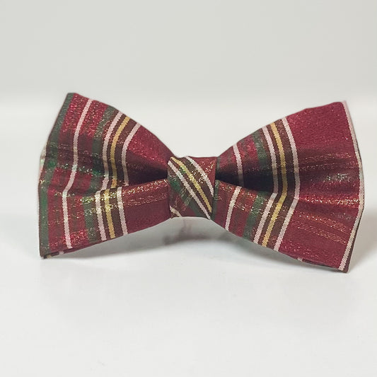 Christmas plaid recycled dog bow accessory
