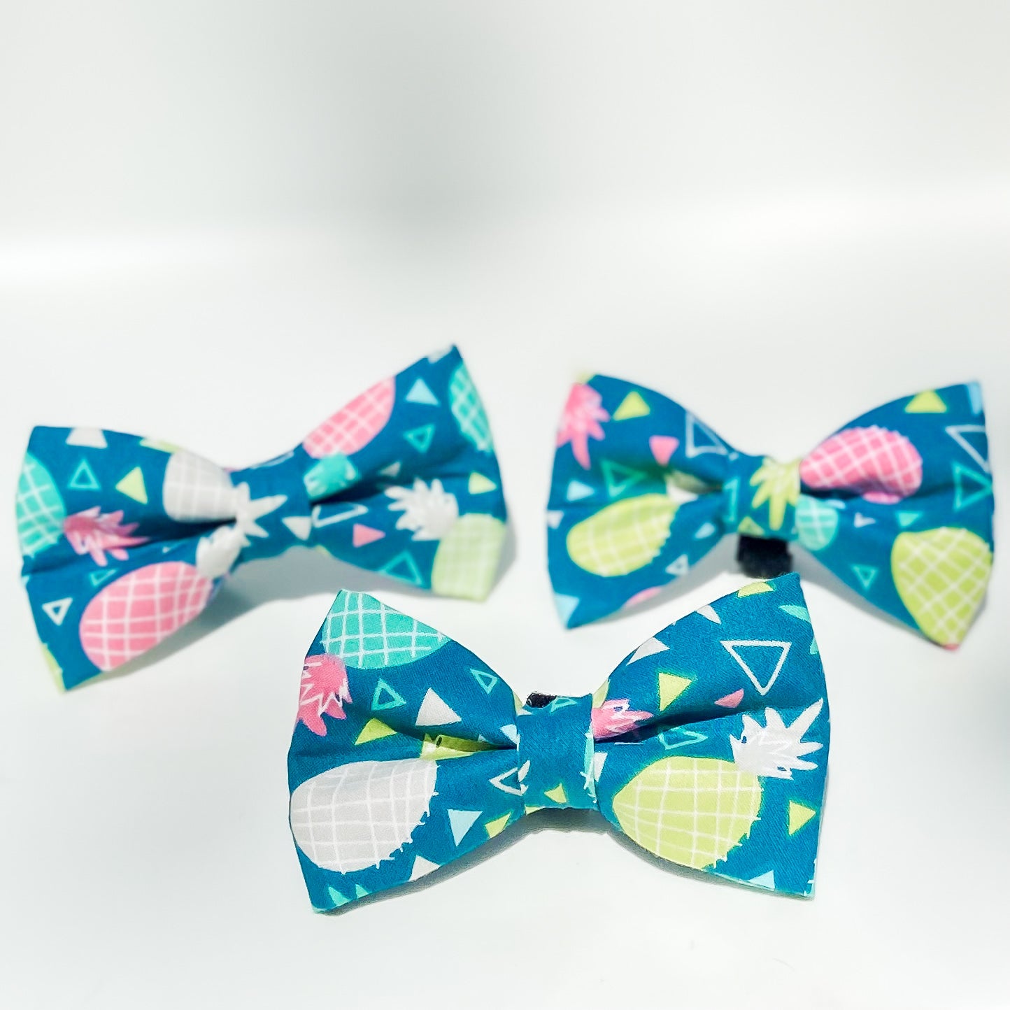 Totally rad tropical pineapple dog bow tie accessory