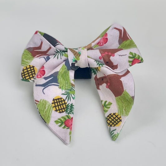 Hula hounds dog sailor bow tropical flowers